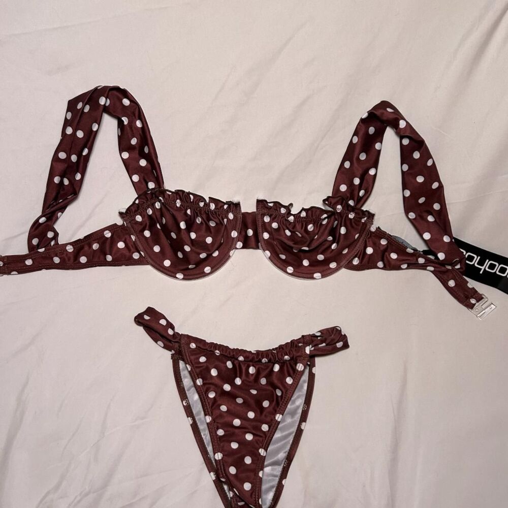 Boohoo Women's Brown and White Bikinis-and-tankini-sets